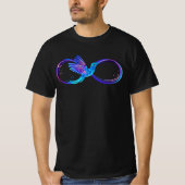 T-shirt Neon Infinity Symbol with Glowing Hummingbird (Devant)