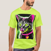 T-shirt Neon Kitty Feline Art (Devant)