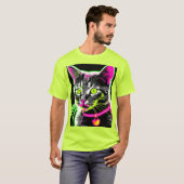T-shirt Neon Kitty Feline Art (Devant entier)