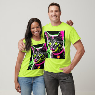 T-shirt Neon Kitty Feline Art