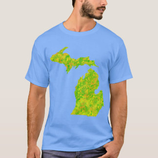 T-shirt Neon Lime Green Paint Splatter Michigan Silhouette