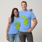 T-shirt Neon Lime Green Paint Splatter Michigan Silhouette (Unisexe)