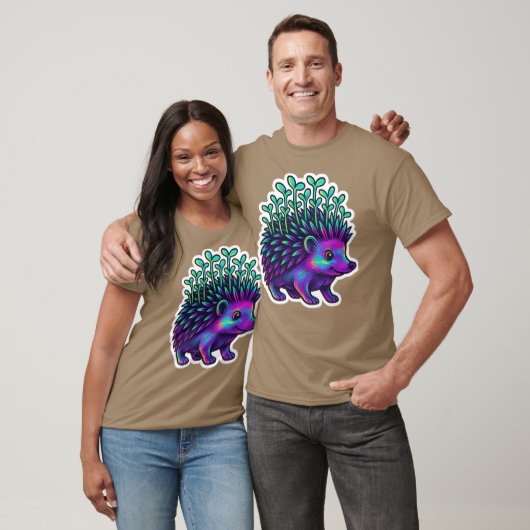 T-shirt Neon Microgreen Hedgehog Psychedelic Animal Art Mi (Unisexe)
