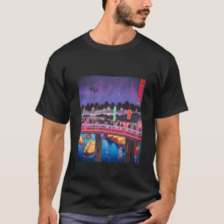 T-shirt Neon Night Edo: Cyberpunk Nihonbashi & Mount Fuji