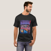 T-shirt Neon Night Edo: Cyberpunk Nihonbashi & Mount Fuji (Devant entier)