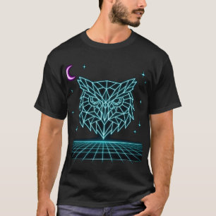 T-shirt Neon Owl Synthwave - Chemise Veilleur de Nuit Rétr