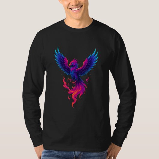 T-shirt Neon Phoenix Rebirth – Vibrant Mythical Firebird D (Devant)