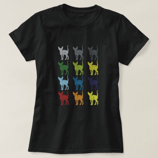 T-shirt Neon Pop Art Retro Sphynx Chat Pet Cadeau (Design devant)
