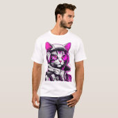 T-shirt Neon Punk Chat avec casque (Devant entier)