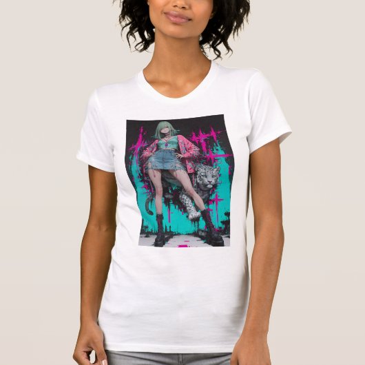 T-shirt Neon Punk Girl (Devant)