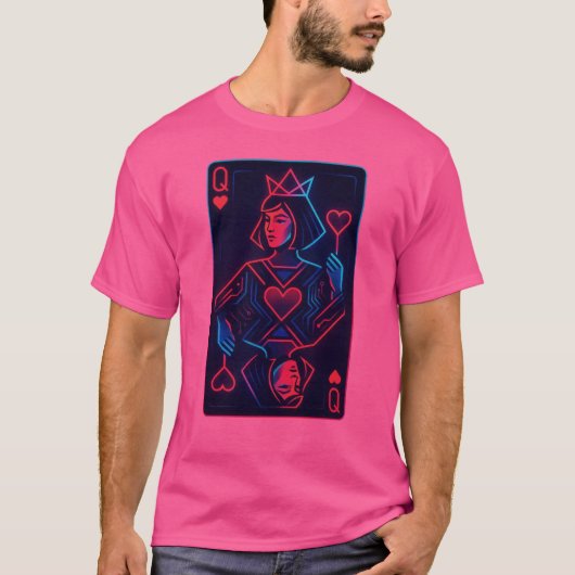 T-shirt Neon Queen of Hearts — Synthwave rétro-futuriste (Devant)