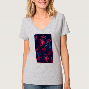 T-shirt Neon Queen of Hearts — Synthwave rétro-futuriste