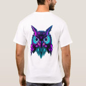 T-shirt Neon Robotic Owl Face Art (Dos)