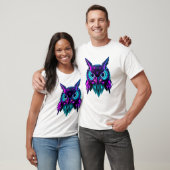T-shirt Neon Robotic Owl Face Art (Unisexe)