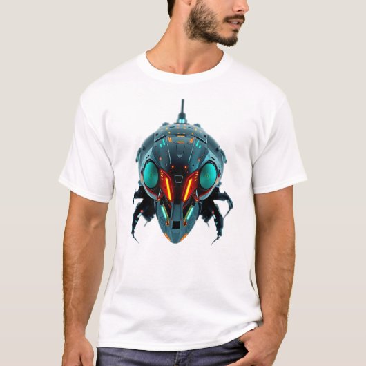 T-shirt Neon Robotique Cicada Face Art (Devant)