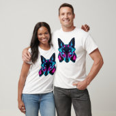 T-shirt Neon Robotique Fox Face Art (Unisexe)