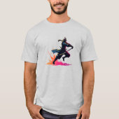 T-shirt Neon Samurai Guerrier en action Art rétro (Devant)