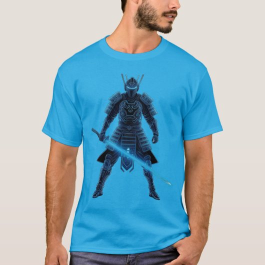 T-shirt Neon Samurai : Le cyber-guerrier (Devant)