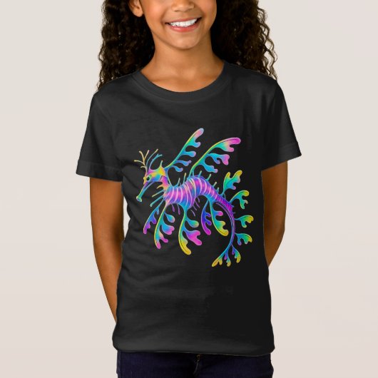 T-Shirt Neon Sea Dragon – Surreal Ocean Art (Devant)