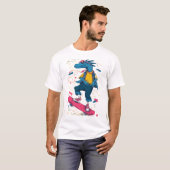 T-shirt Neon Skater Dino – Street Art Illustration (Devant entier)