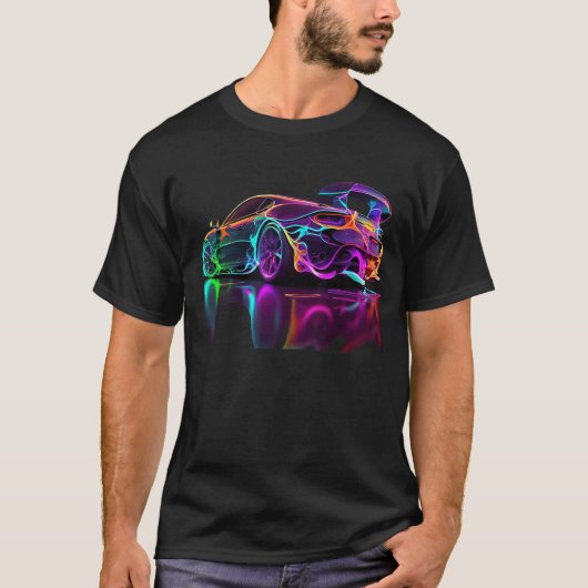 T-shirt Neon Sports Car retro (Devant)