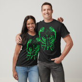 T-shirt Neon Squelette Vert Éffrayant main tiré (Unisexe)