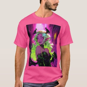 T-shirt Neon Succubus Demon Anime Girl