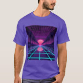 T-shirt Neon Synthwave Horizon - Retro 80s Cyberpunk Grid (Devant)