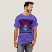 T-shirt Neon Synthwave Horizon - Retro 80s Cyberpunk Grid (Devant entier)
