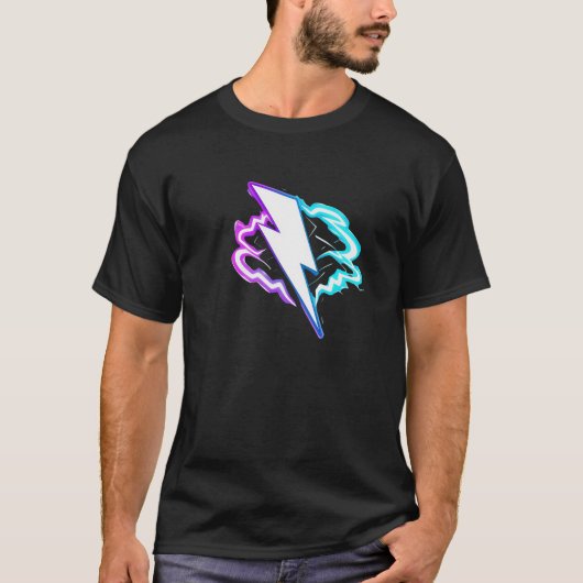 T-shirt Neon Thunder Retro Lightning Design (Devant)