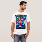 T-shirt Neon Tiger et feuilles de la jungle (Devant entier)