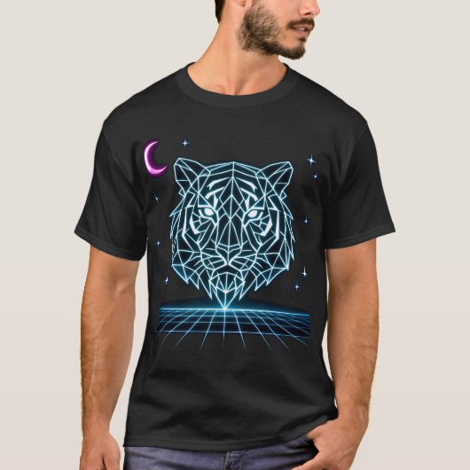 T-shirt Neon Tiger Synthwave – Electric Striker Retro Tee (Devant)