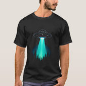 T-shirt Neon UFO Abduction Over Pine Forest (Devant)