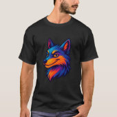 T-shirt Neon Wolf Head - Art animal tribal dynamique (Devant)