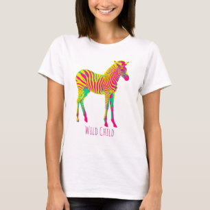 T-shirt Neon Zebra Bébé Animal Wild Enfant Funky Retro