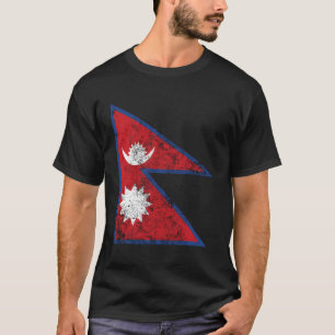 T-shirt Népal Distressed Drapeau Imprimé Math Cadeau Retro