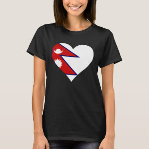 T-shirt Népal Drapeau Coeur Népal Cadeaux Amour Népal Pull