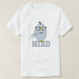 T-shirt Nerd Bird Mignon Oiseau Turquoise avec Lunettes 