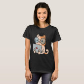 T-shirt Nerd Ca Chat Travaillant Avec Ordinateur Portable (Devant entier)