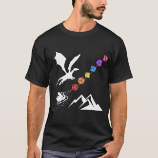 T-shirt Nerdy Christmas Rainbow Polyhedral Dice Set