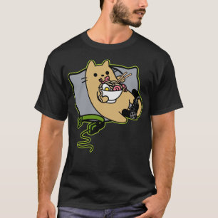 T-shirt Nerdy Ramen Chargement Manger Jeu De Chat De Joueu