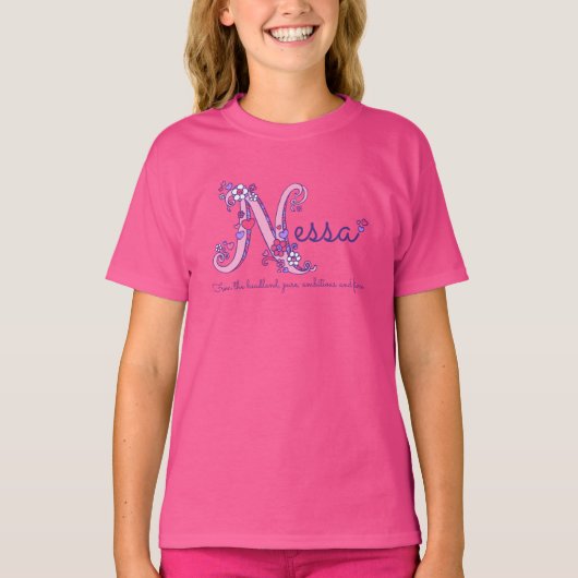 T-shirt Nessa Gira nom & sens N monogramme chemise (Devant)