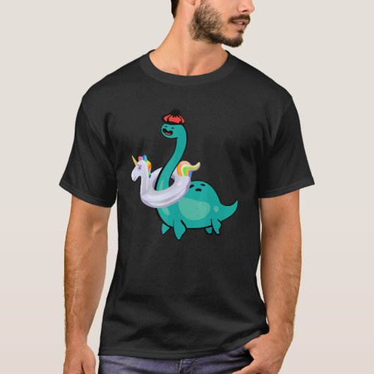 T-shirt Nessie Unicorn Pool gonflable Loch Ness Monster (Devant)