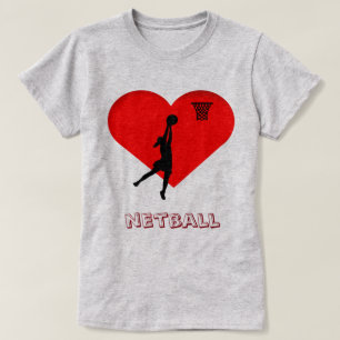 T-shirt Net-ball de coeur d'amour de tireur de but