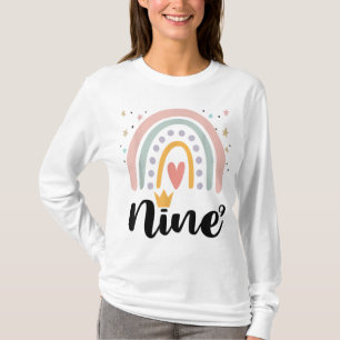 T-shirt Neuf Anniversaire Rainbow Party Famille 9 ans