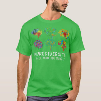 T-shirt Neurodiversité Cerveau Nous pensons tous différemm
