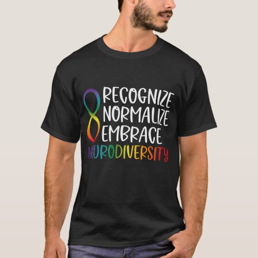 T-shirt Neurodiversité Infinité arc-en-ciel (Devant)