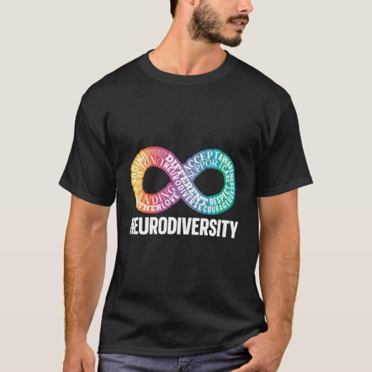T-shirt Neurodiversité Neurodivergent Rainbow Infinity Adh (Devant)
