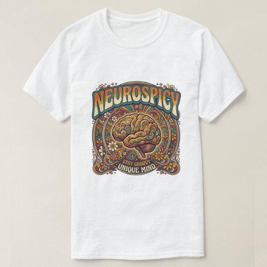T-shirt Neurospicy Brain | Groovy Retro Psychedelic Tee (Design devant)