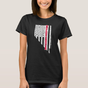 T-shirt Nevada American Flag State Map Fierté Patriotique 